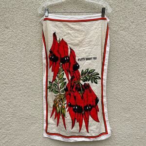 Vintage Australia Tea Towel Sturt's Desert Pea Tourist Souvenir